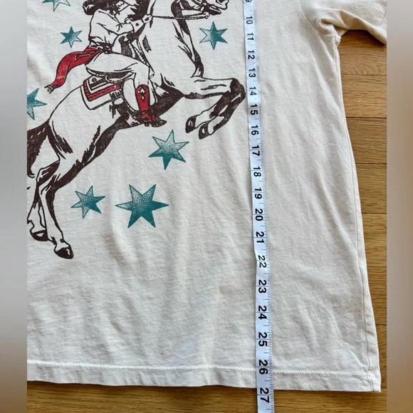 LETLUV Western Rodeo Horse Stars Graphic Boyfriend Tee Women's L Cotton USA - Picture 3 of 9